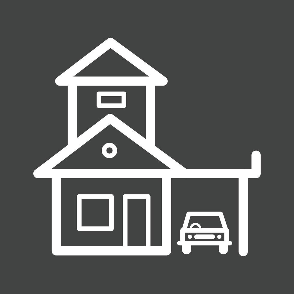 Haus mit umgekehrtem Symbol für die Garagenlinie vektor