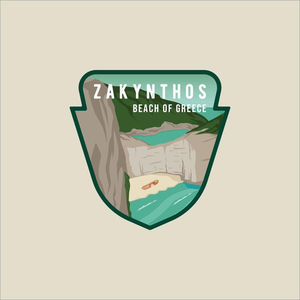 Zakynthos Strand Emblem Vektor Illustration Vorlage Grafik Icon Design. griechenland insel abzeichen etikett für reise- oder tourismusunternehmen mit urlaubskonzept