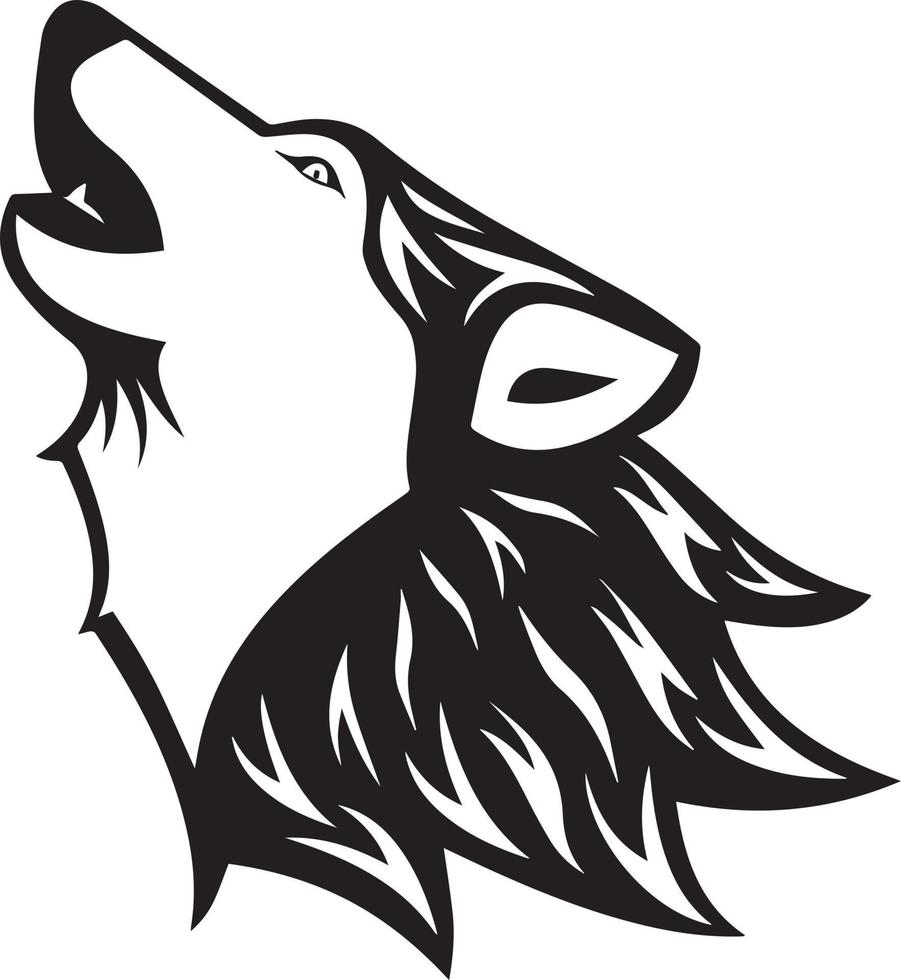 Wolfskopf Illustration Logo-Design. Wolf Maskottchen Vektorgrafiken. frontales symmetrisches Bild eines Wolfes, der gefährlich aussieht. Wolfsgesicht vektor