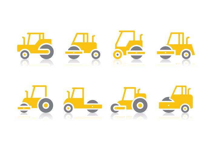 Flat Road Roller Icons Vektor