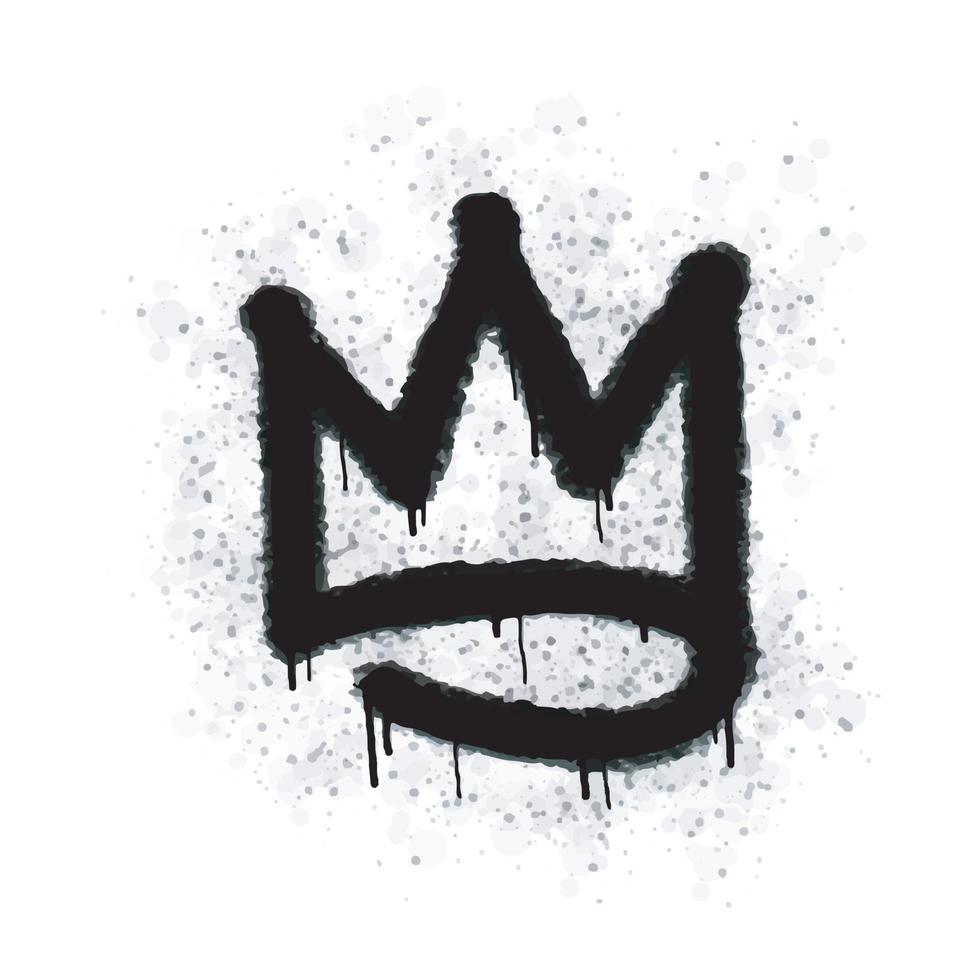 samling av spray målad graffiti krona tecken i svart över vit. krona droppa symbol. isolerat på vit bakgrund. vektor illustration