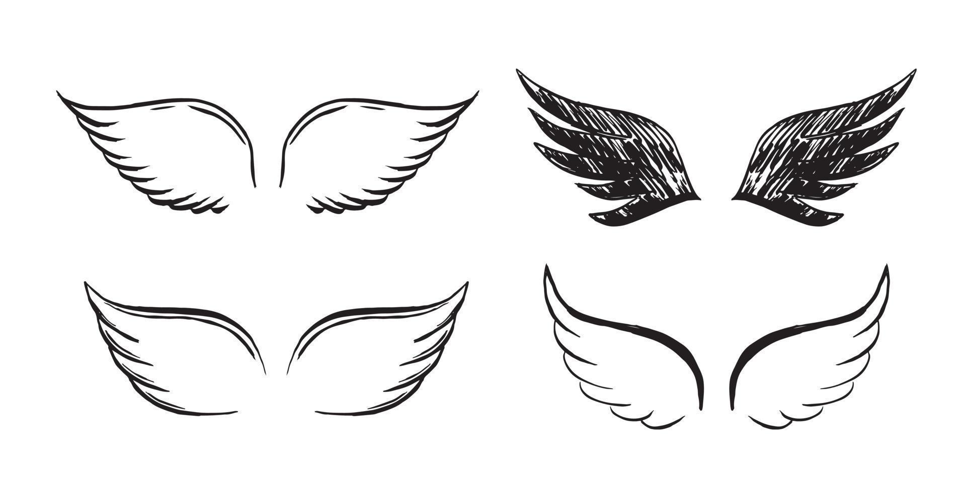 angel wings vektor handritad illustration