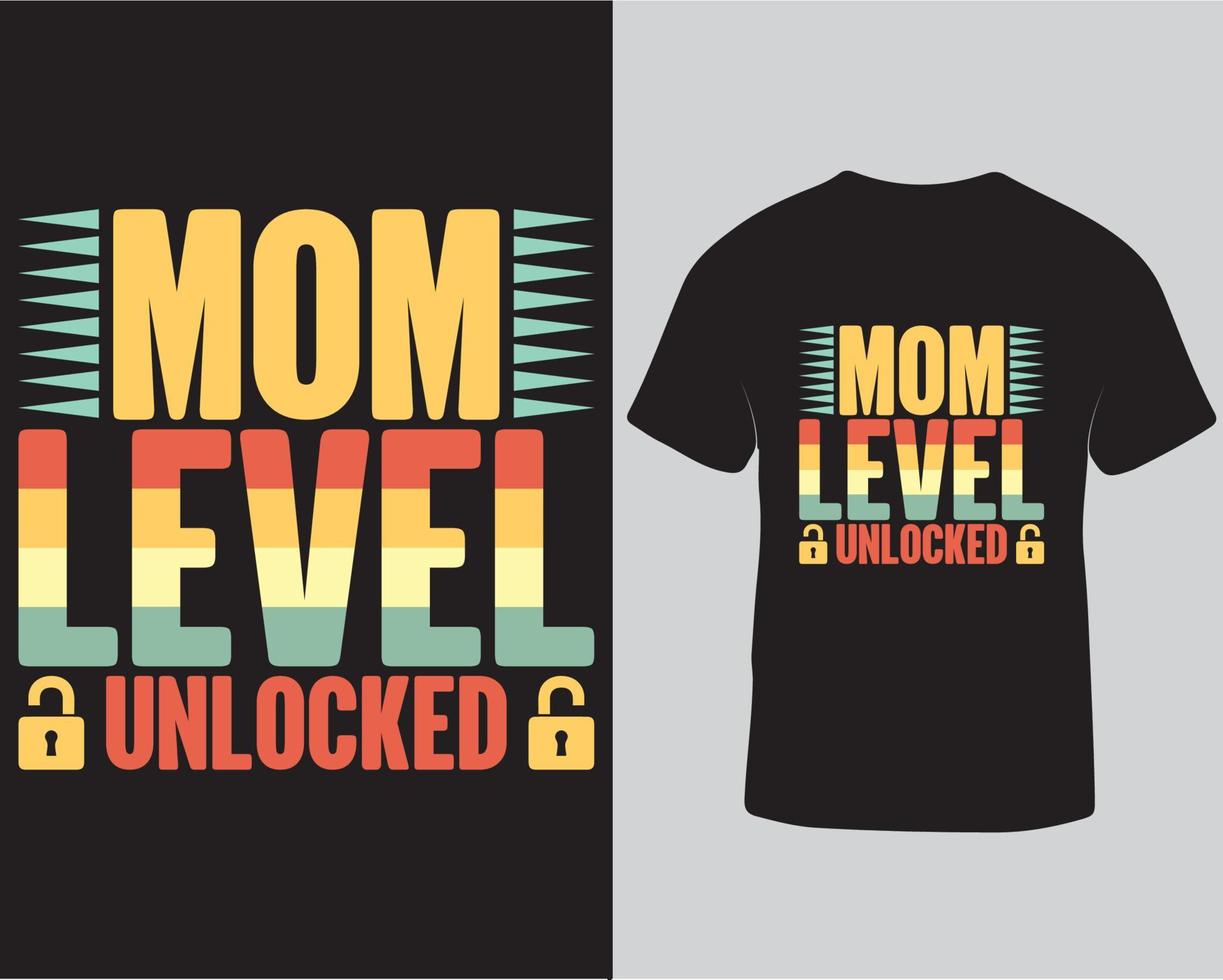 mamma-nivå olåst typografi gaming t-shirt design proffs ladda ner vektor