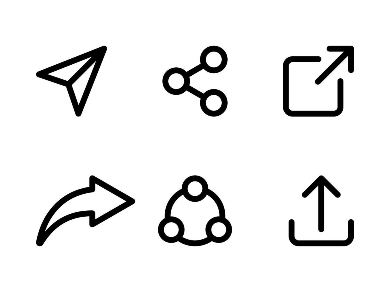 Teilen Sie Symbolsatz im Linienstildesign, das auf weißem Hintergrund lokalisiert wird. editierbarer Strich. vektor