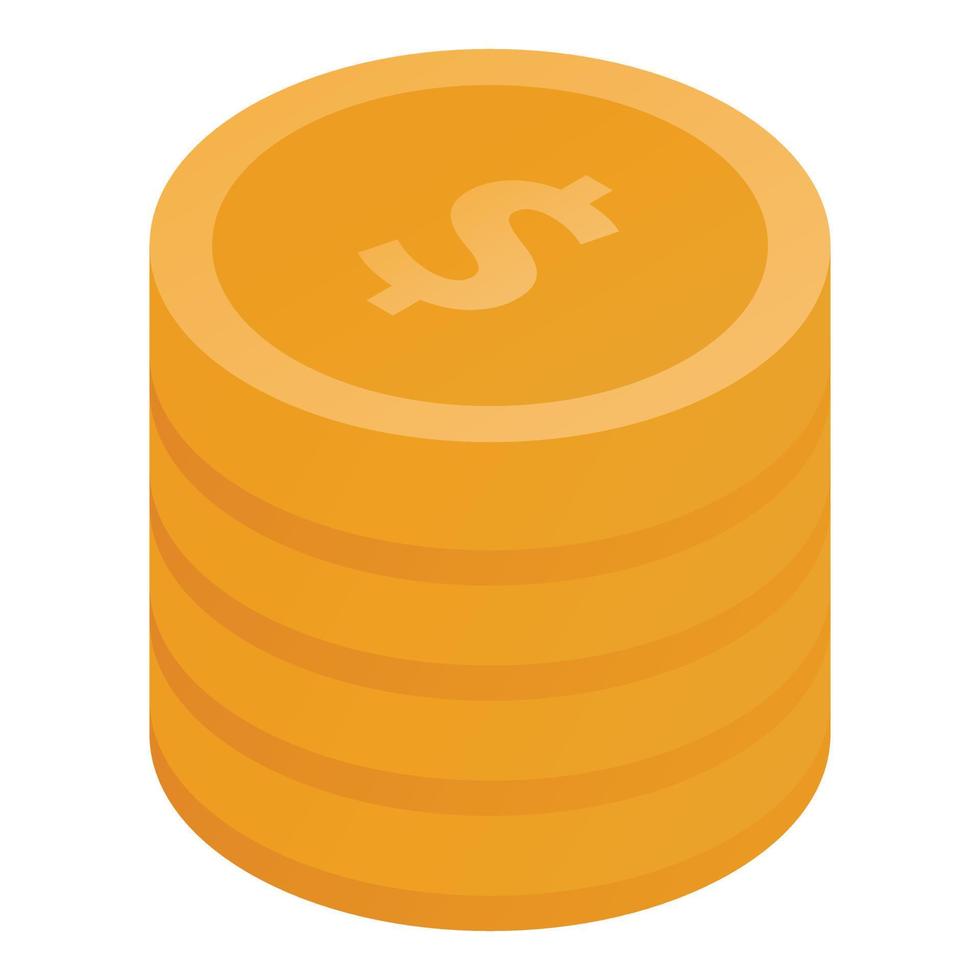 mynt stack ikon, isometrisk stil vektor