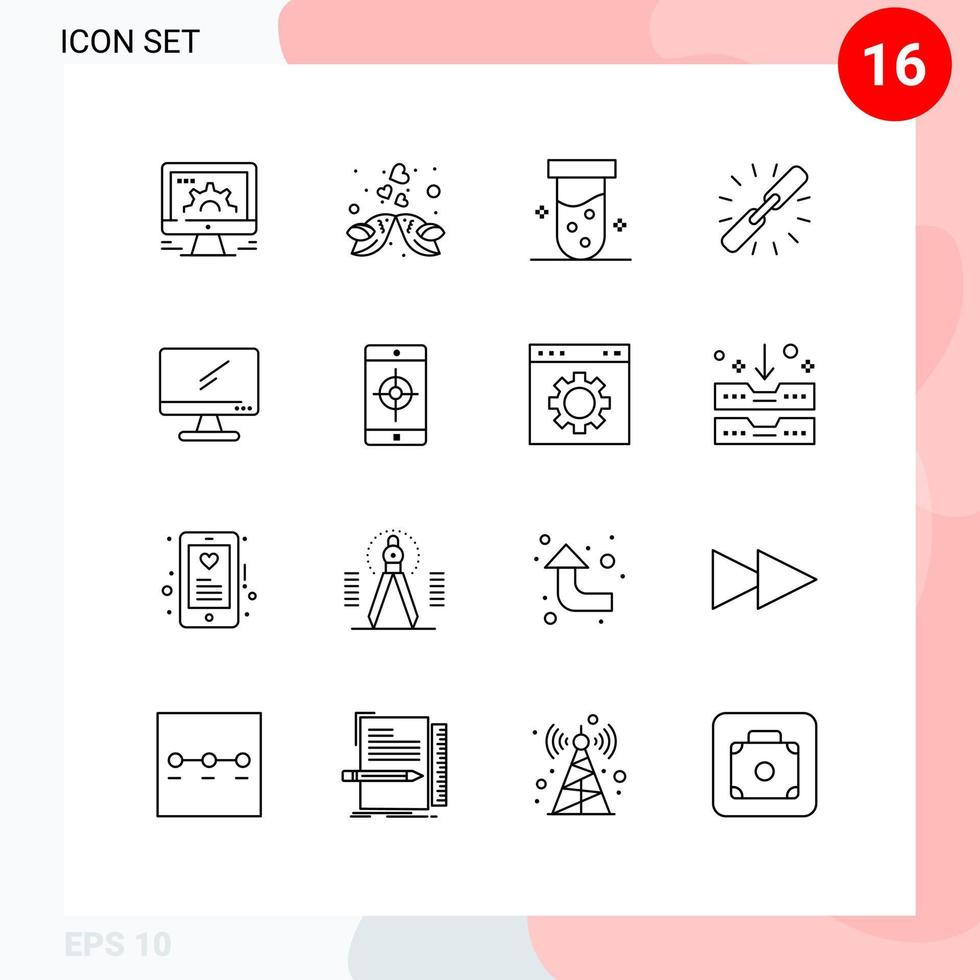 16 universelle Gliederungszeichen Symbole für Hyperlinks verbinden Liebeslink-Test editierbare Vektordesign-Elemente vektor
