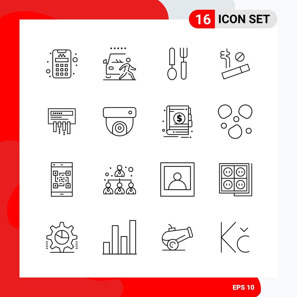 kreativ uppsättning av 16 universell översikt ikoner isolerat på vit bakgrund kreativ svart ikon vektor bakgrund
