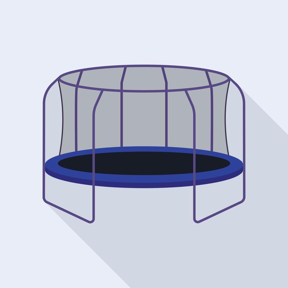 trampolin med netto ikon, platt stil vektor