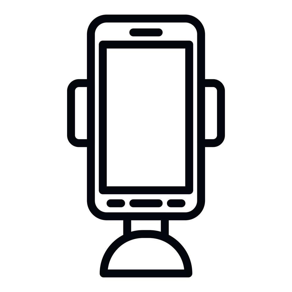mobil telefon hållare ikon, översikt stil vektor