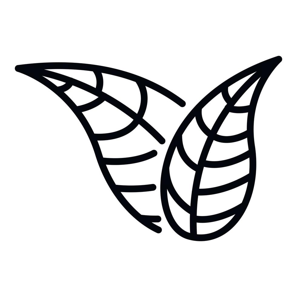 två spetsig löv ikon, översikt stil vektor
