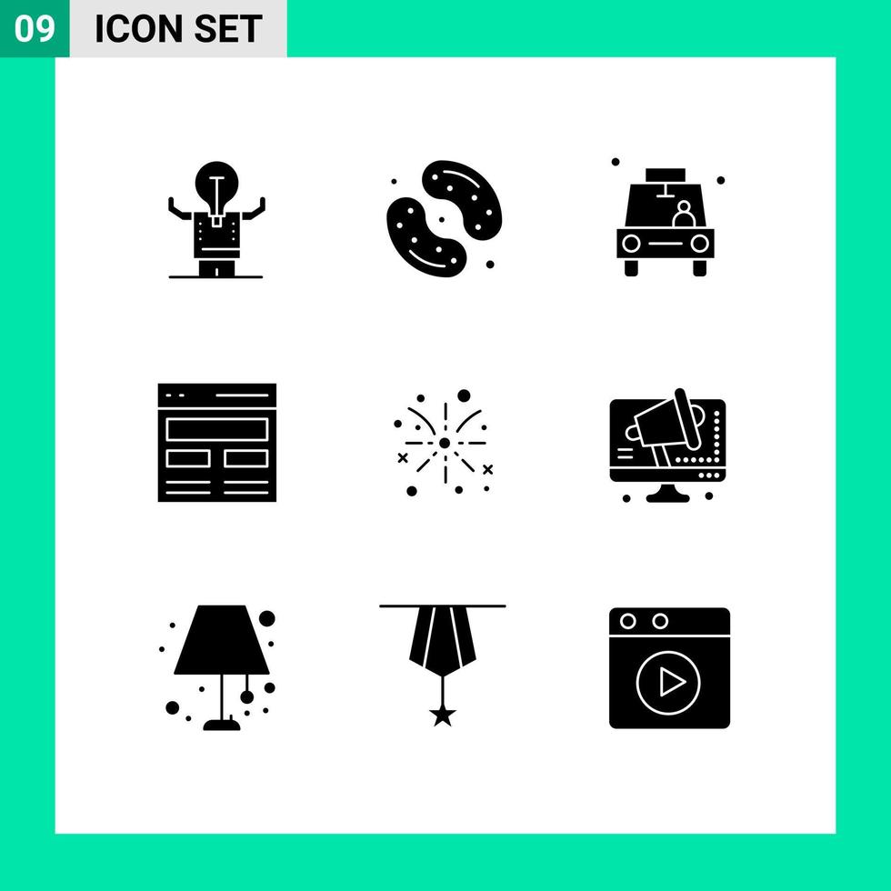 9 kreativ ikoner modern tecken och symboler av hjälte kommunikation sötsaker taxi plats redigerbar vektor design element