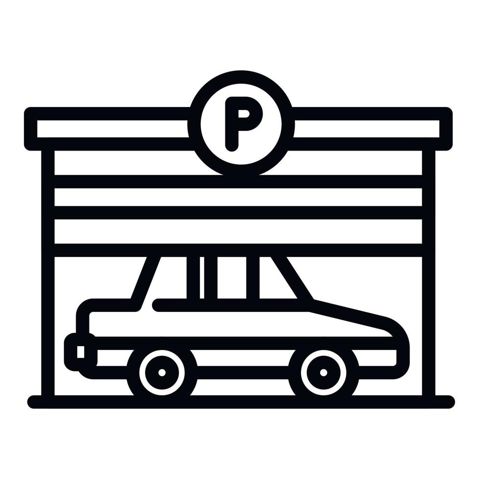 parkering garage ikon, översikt stil vektor