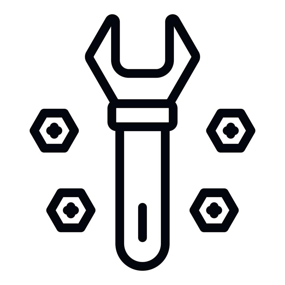 Symbol für Schraubenschlüssel aus Metall, Umrissstil vektor