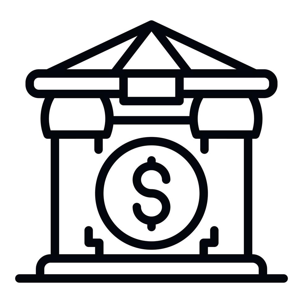 Bankgebäude-Symbol, Umrissstil vektor
