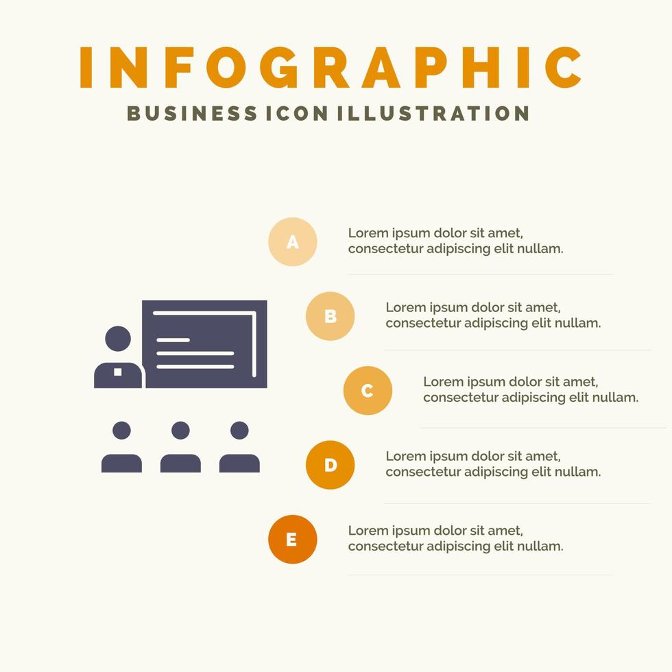 Teamwork Business Human Leadership Management solides Symbol Infografiken 5 Schritte Präsentationshintergrund vektor