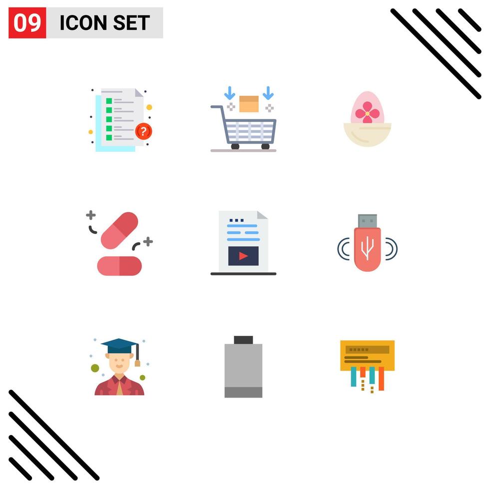 Stock Vector Icon Pack mit 9 Zeilen Zeichen und Symbolen für Wissenschaft Pillen Valentine Medizin Ei editierbare Vektordesign-Elemente