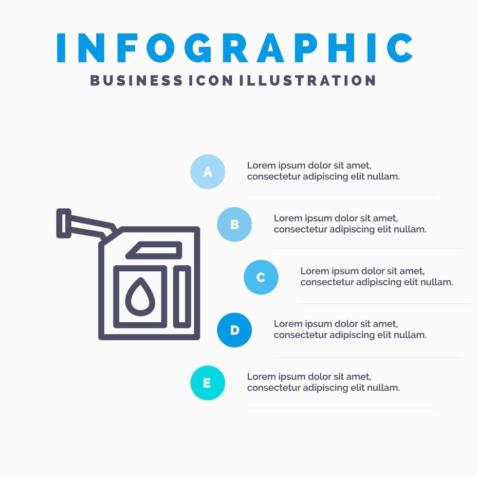 bil gas bensin station linje ikon med 5 steg presentation infographics bakgrund vektor