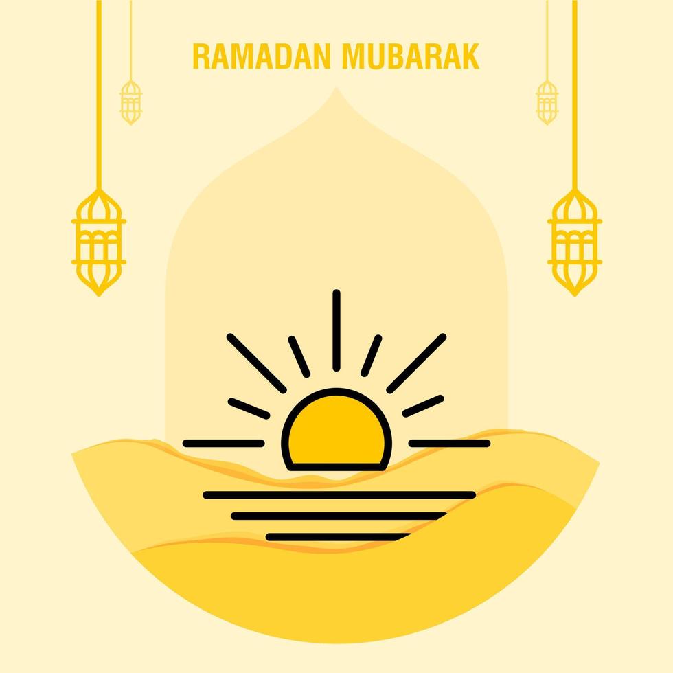 ramadan kareem hälsning mall islamic halvmåne och arabicum lykta vektor illustration