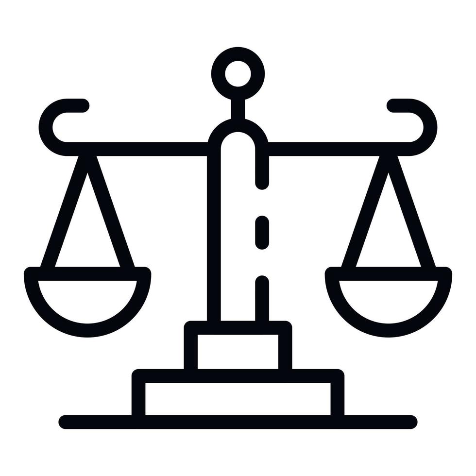 Symbol für das Gleichgewicht der Gerichtsjustiz, Umrissstil vektor