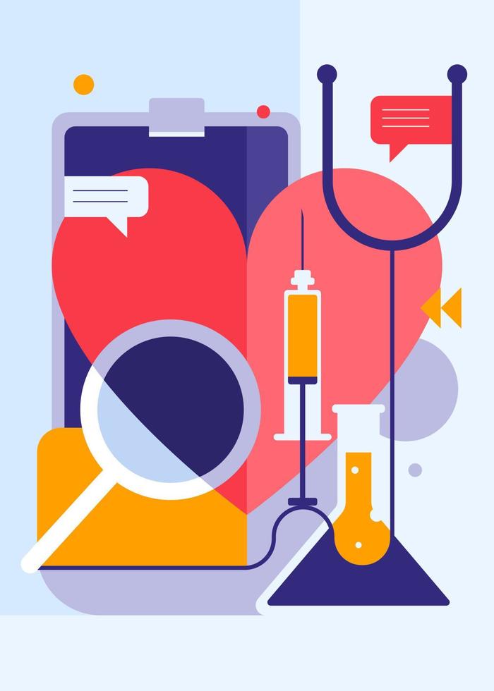 Plakat mit medizinischer Ausrüstung. Plakatdesign im abstrakten Stil. vektor