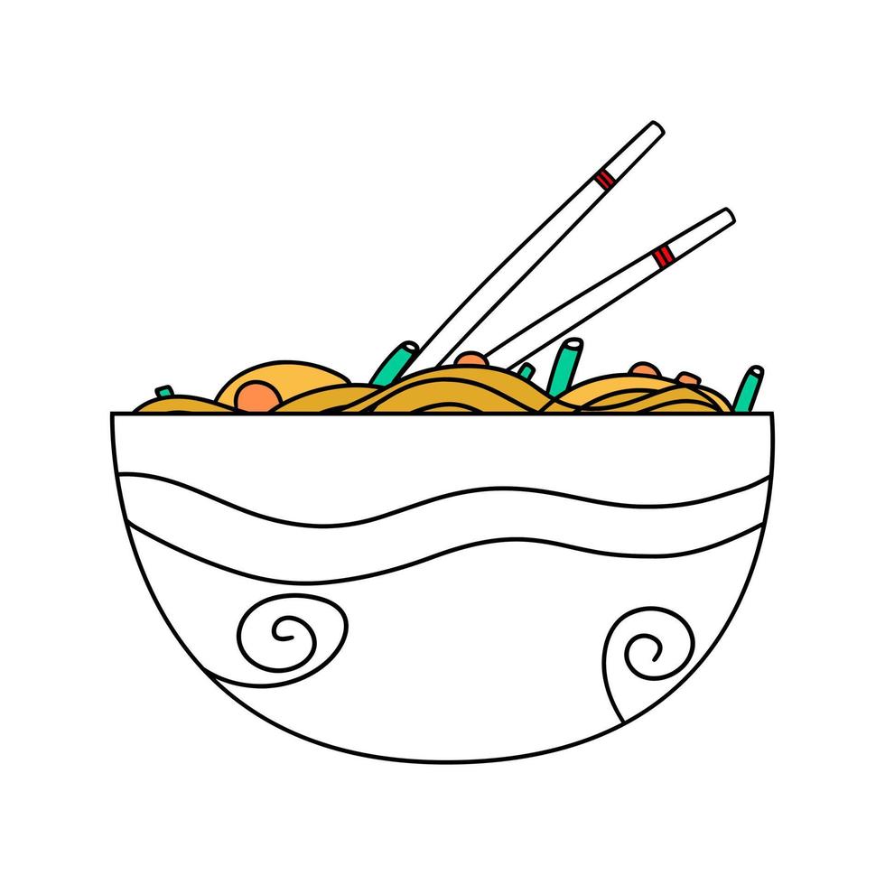 Ramen nudel soppa. japansk populär maträtt. vektor illustration