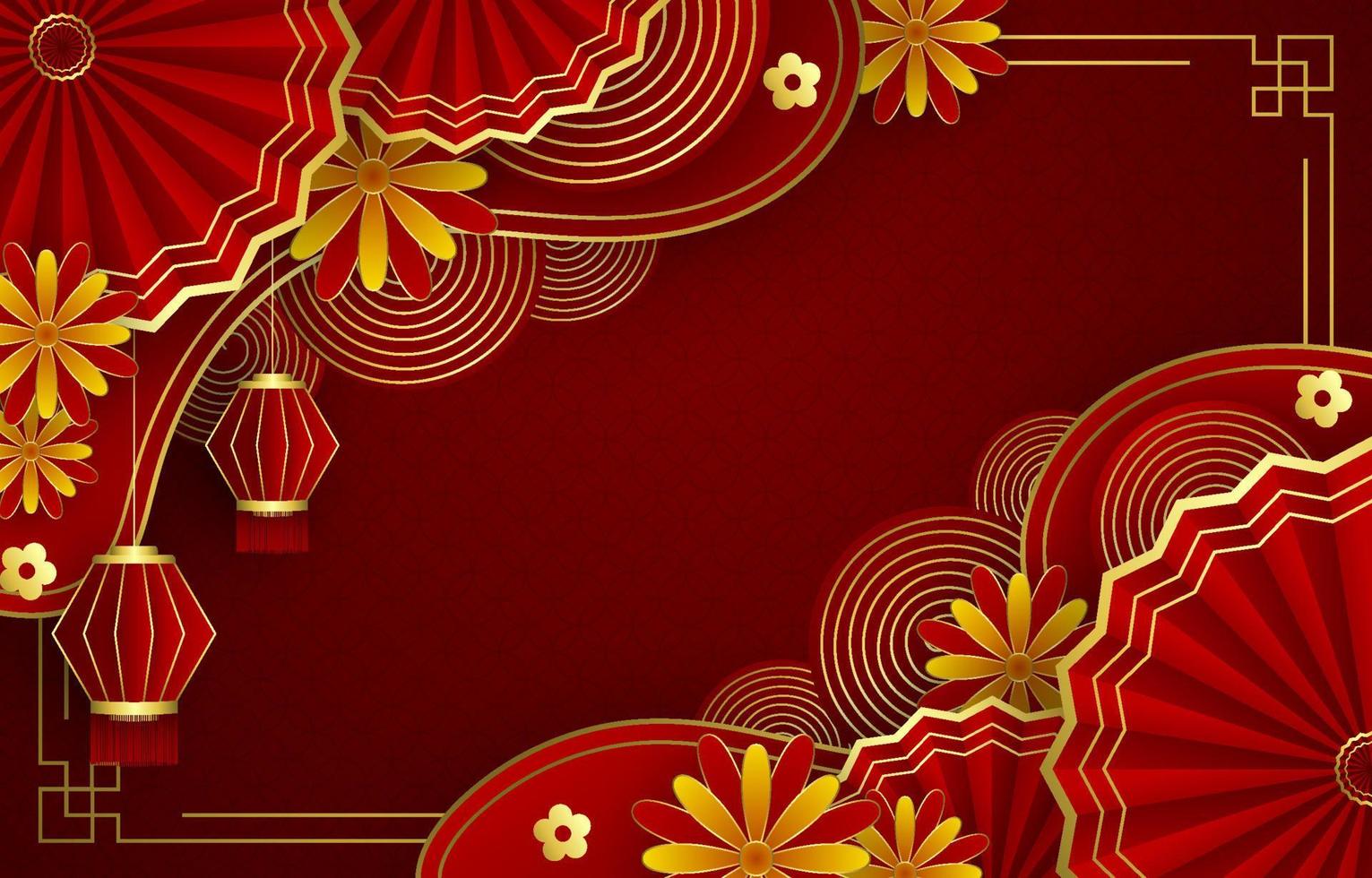 kinesisk ny år djup röd bakgrund vektor
