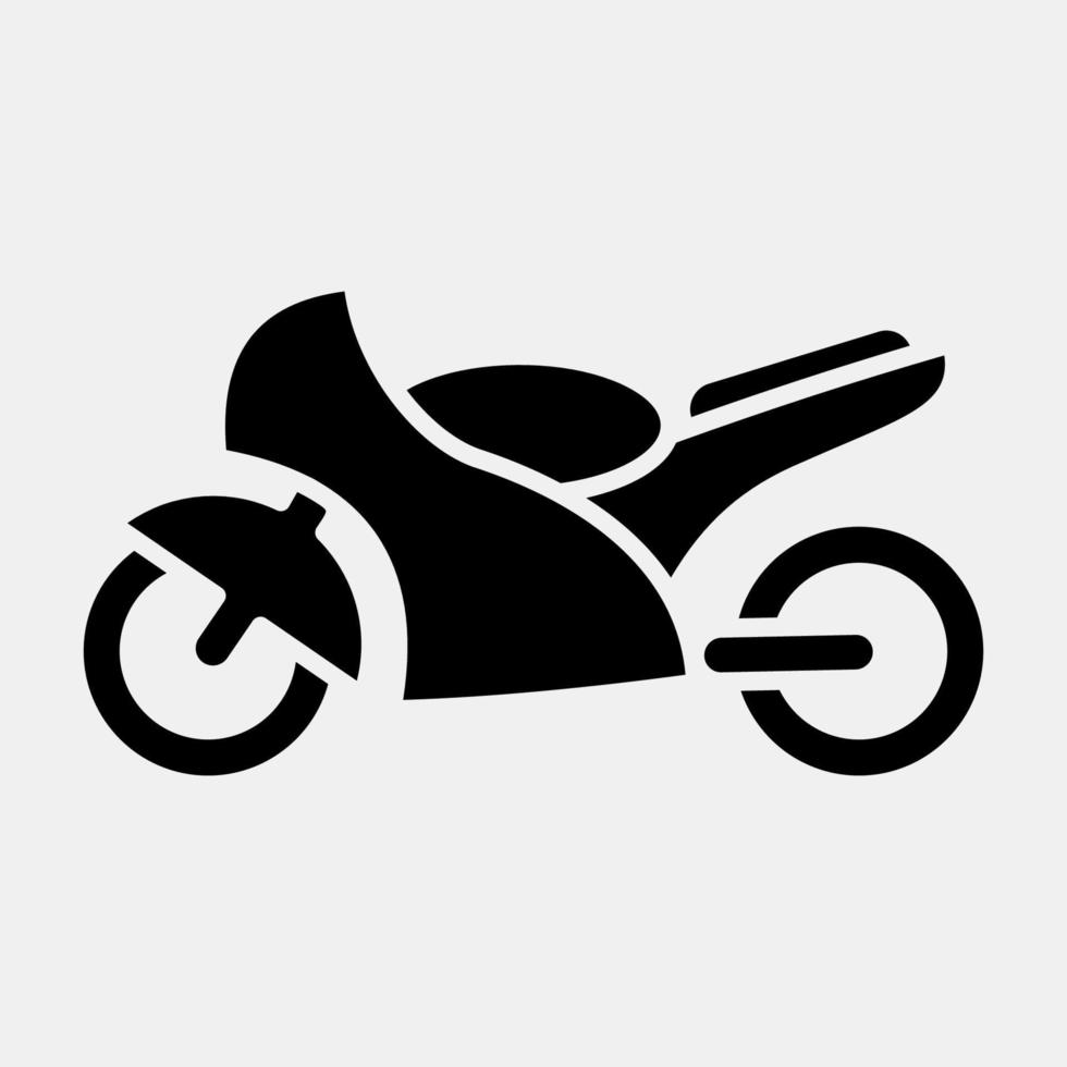 Symbol Motorrad. Transportelemente. Symbole im Glyphenstil. gut für Drucke, Poster, Logos, Schilder, Werbung usw. vektor