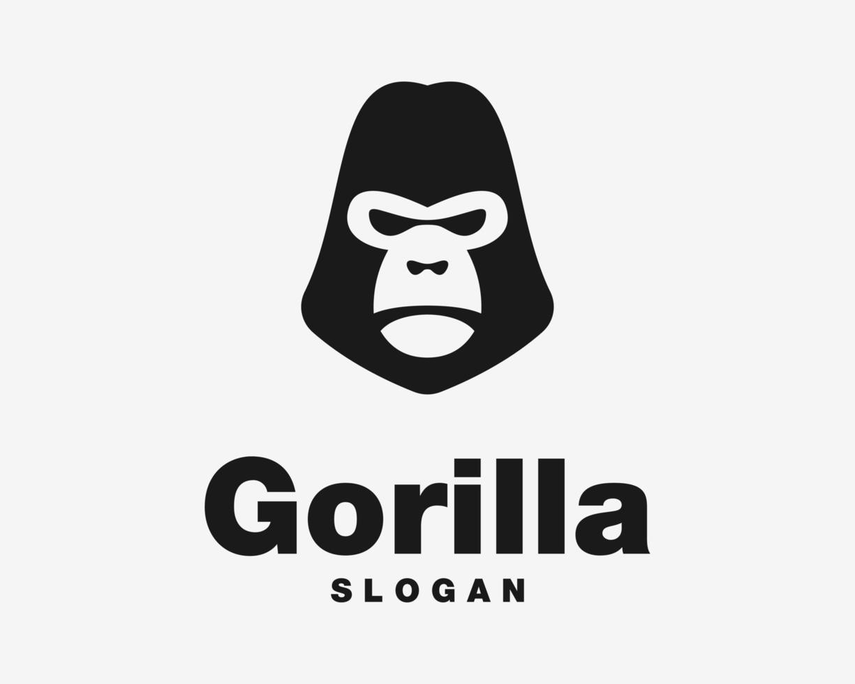 Gorilla Affe Primaten Affe Tierkopf Silberrücken Silhouette Porträt Maskottchen Vektor Logo Design
