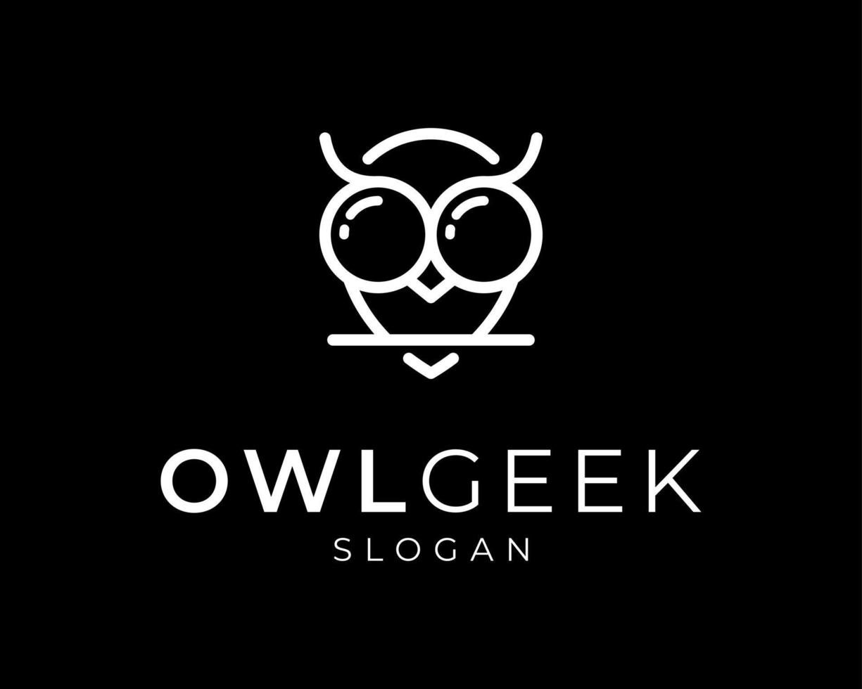 Eule Vogel Porträt Eule nachtaktiv smart Geek Nerd Brille Strichzeichnungen einfaches Maskottchen Vektor Logo Design