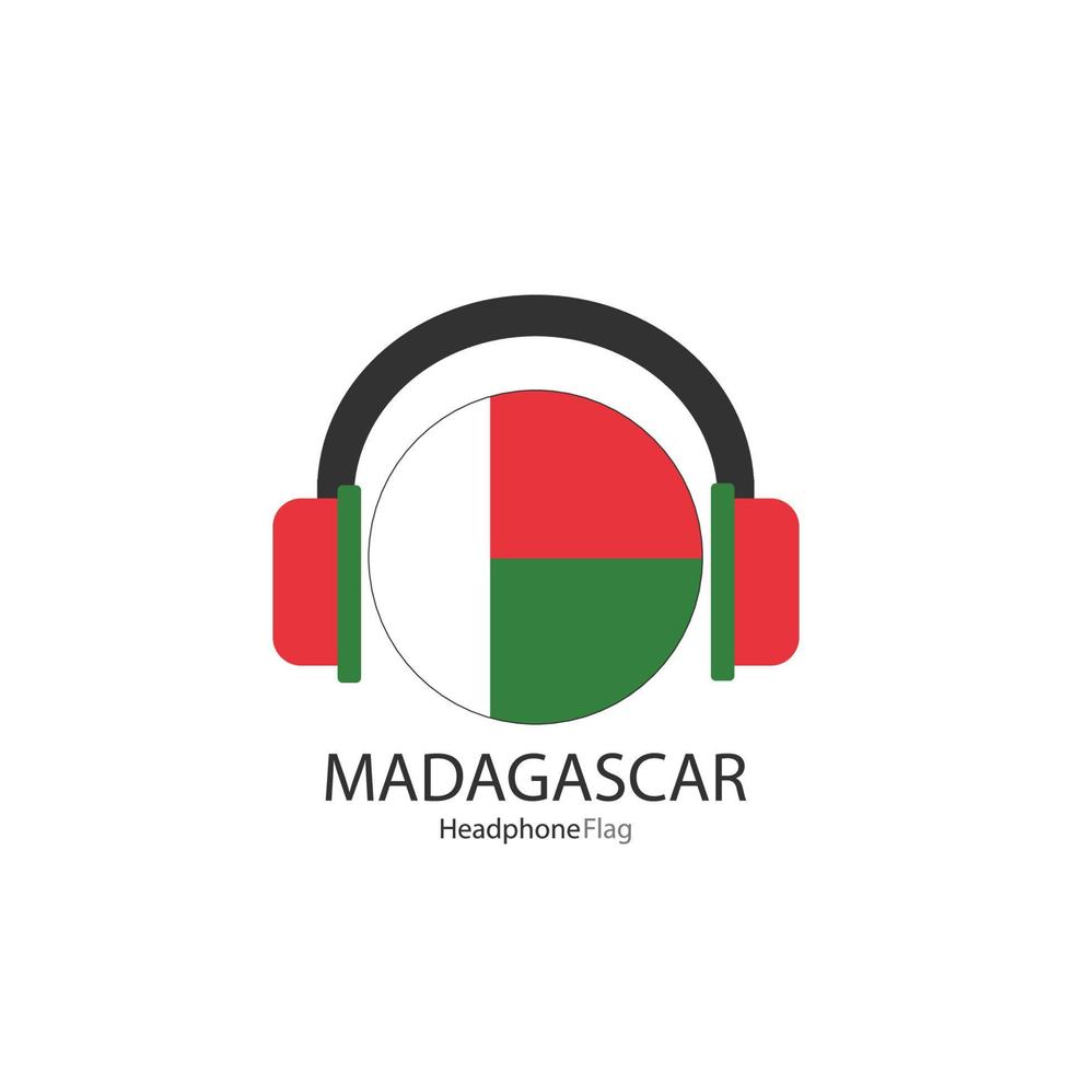 Madagaskar-Kopfhörer-Flaggenvektor auf weißem Hintergrund. vektor