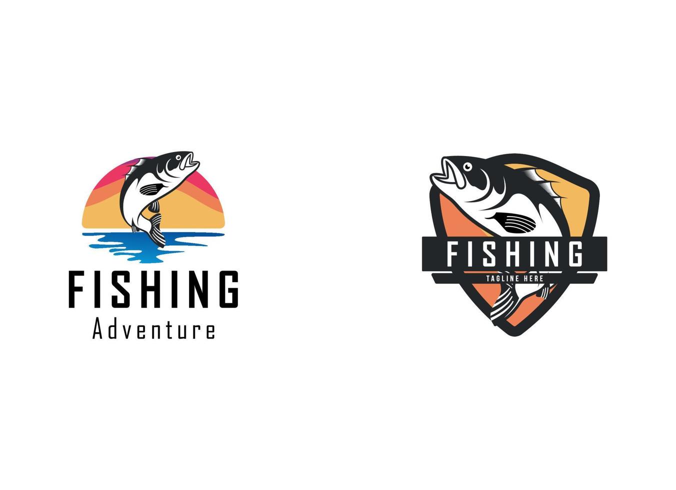 fiske logotyp designmall illustration. sportfiske logotyp vektor