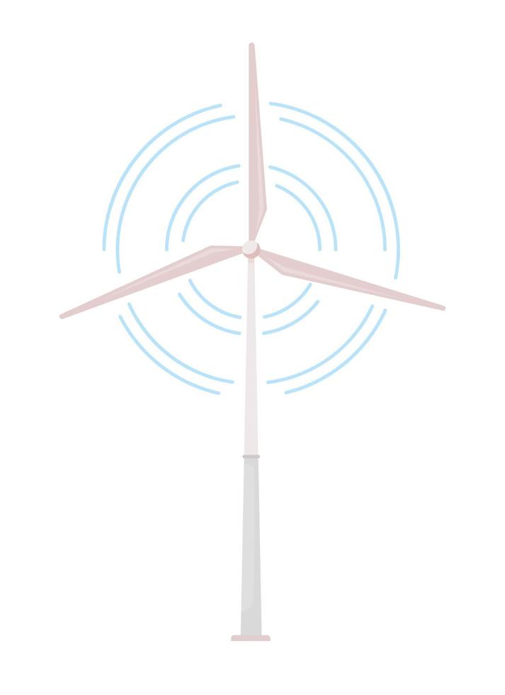 Windturbine halbflaches Farbvektorobjekt. nachhaltige Stromerzeugung. bearbeitbare Elemente. Artikel in voller Größe auf weiß. einfache karikaturartillustration für webgrafikdesign und -animation vektor