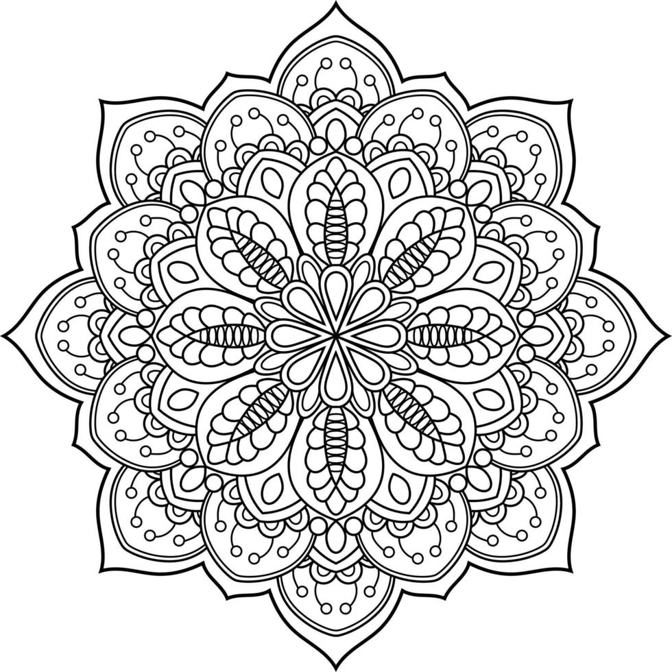 Umrissene Mandala-Kunst, Schwarz-Weiß-Vektorillustration vektor