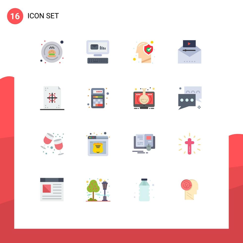 satz von 16 modernen ui-symbolen symbole zeichen für virales video videowerbung gehirn beliebtes video mind editierbares paket kreativer vektordesignelemente vektor