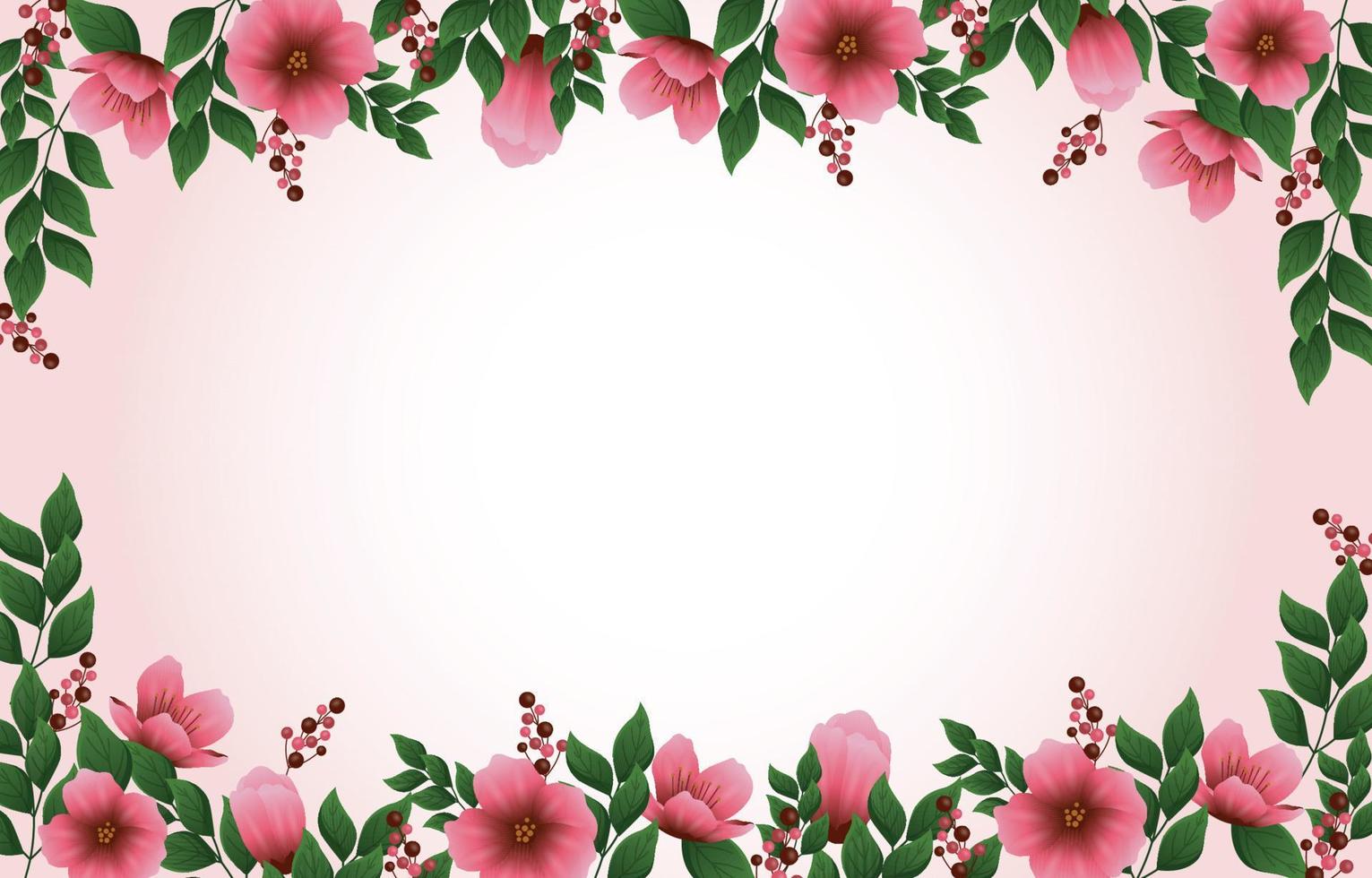 schöne Pfirsichblüte Blume floral Leerzeichen Rechteck Hintergrund vektor
