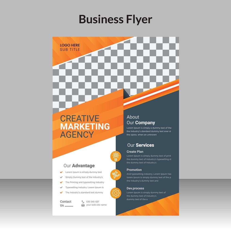Flyer-Design für Firmenkunden und Broschüren-Cover-Vorlage für Agenturen für digitales Marketing mit Foto-freiem Vektor