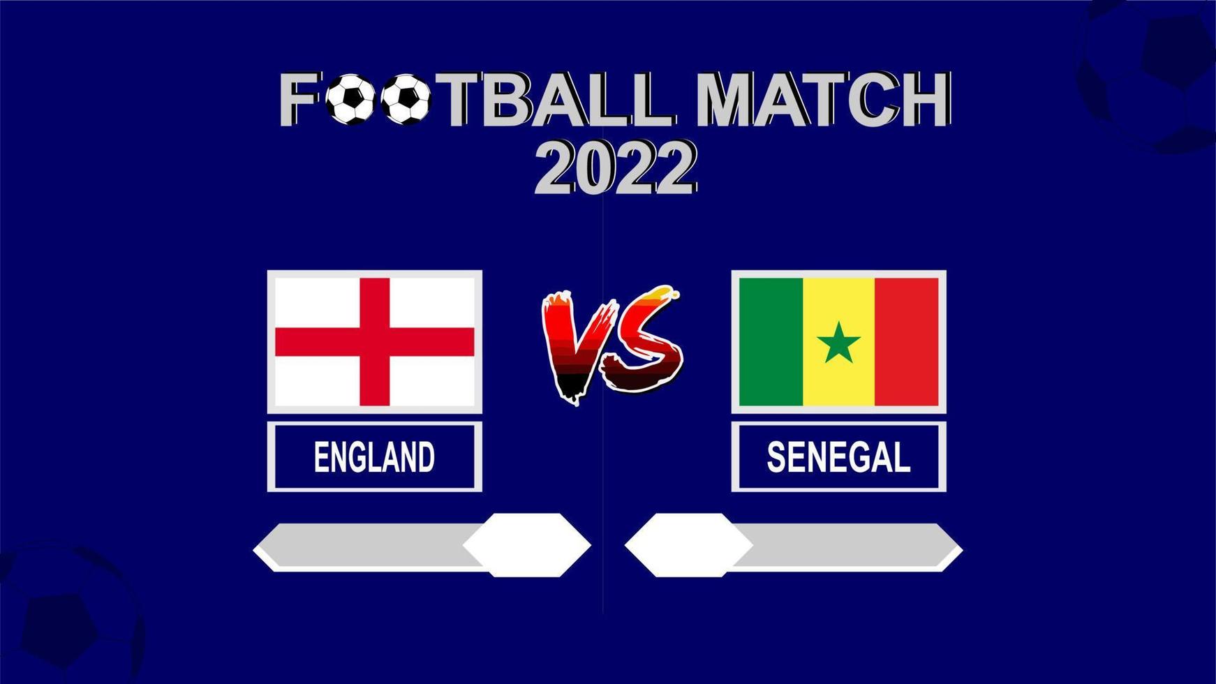 england vs senegal fußballpokal 2022 blauer vorlagenhintergrundvektor für zeitplan oder ergebnisspiel vektor