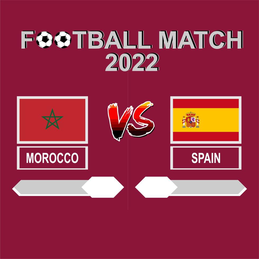 marokko vs spanien fußballpokal 2022 roter vorlagenhintergrundvektor für zeitplan oder ergebnisspielrunde von 16 vektor