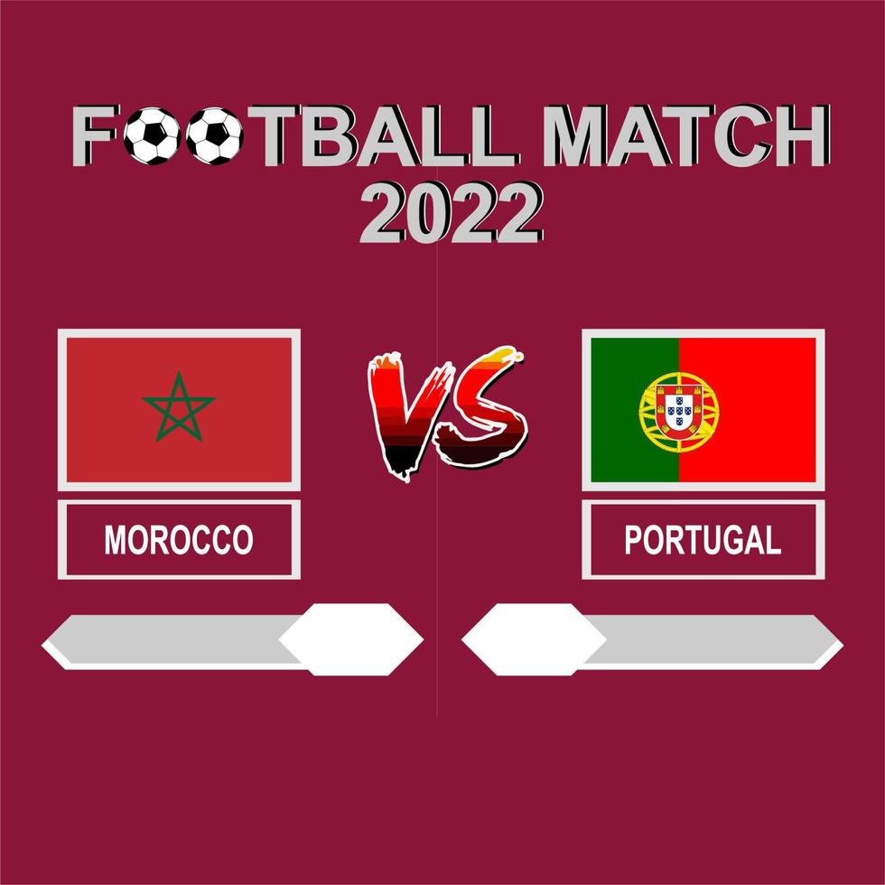 marokko vs portugal fußballpokal 2022 roter vorlagenhintergrundvektor für zeitplan- oder ergebnisspielviertelfinale vektor