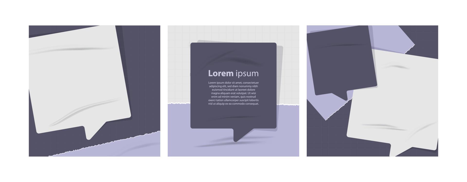 social media mall bakgrund vektor med bubbla text illustration och realistisk papper effekt, kopia Plats för citat eller rubrik text