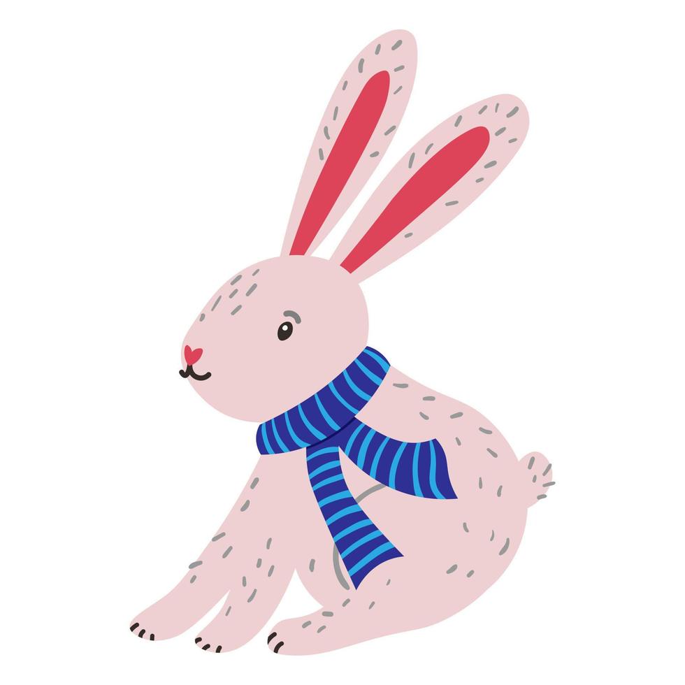 vektor illustration av söt kanin i vinter- scarf. vektor illustration för de år av de kanin med de symbol av de år