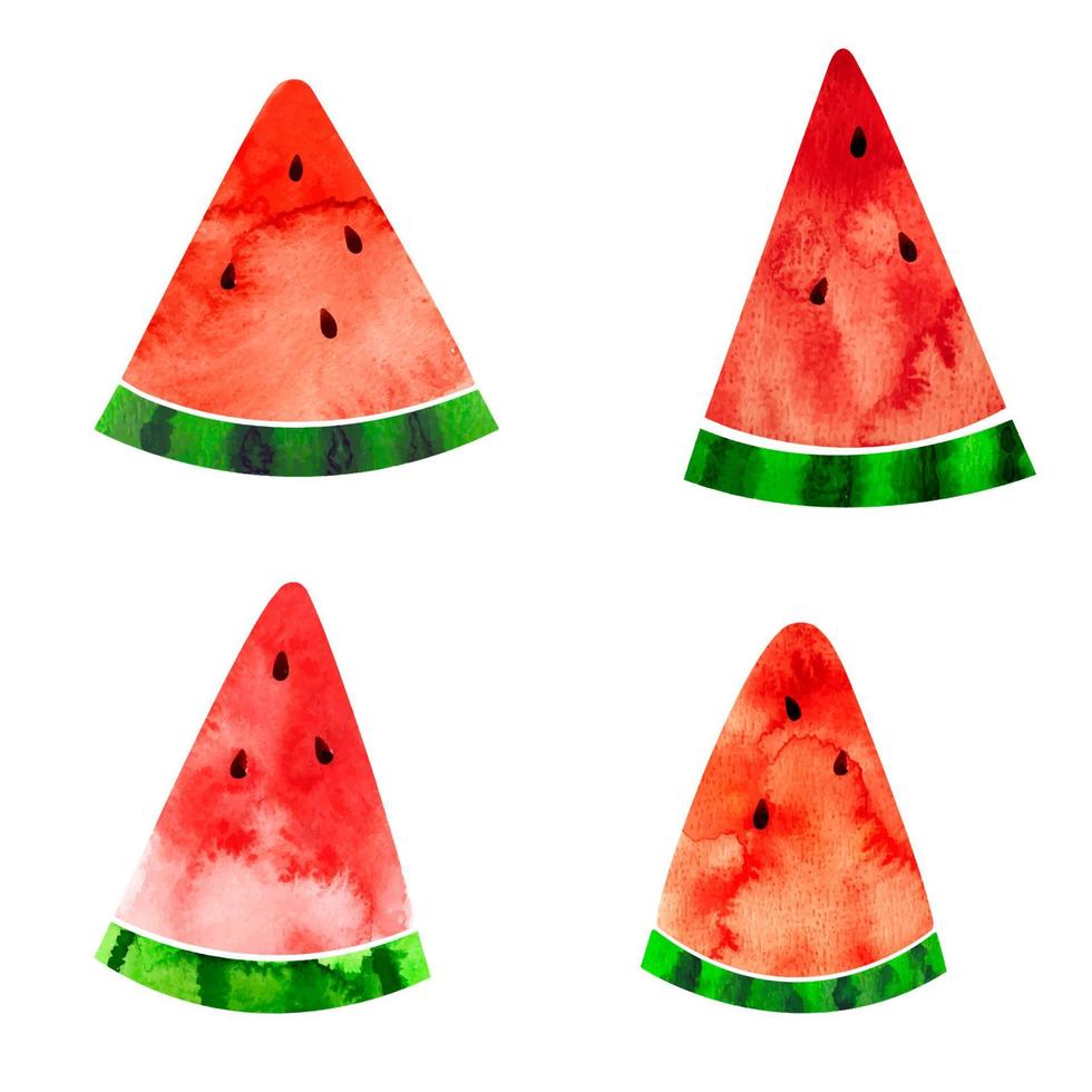 vattenmelon skivor vattenfärg illustration isolerat på vit bakgrund vektor
