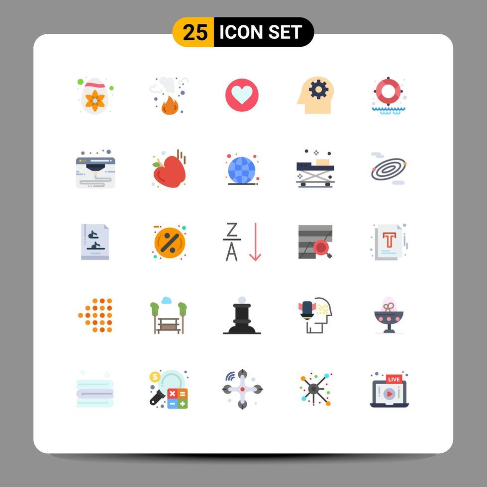 25 flaches Farbpaket der Benutzeroberfläche mit modernen Zeichen und Symbolen von Park-Lebensretter-Liebes-Geist-Kopf-editierbaren Vektordesign-Elementen vektor
