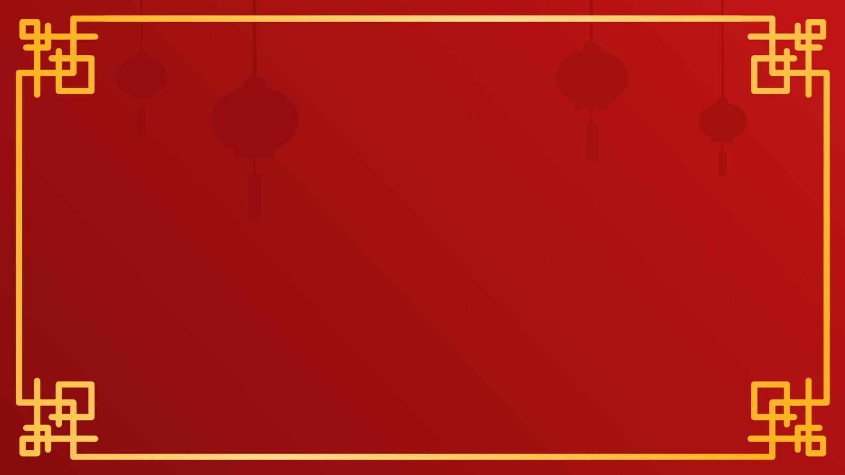 röd kinesisk ny år mall bakgrund med lykta och gyllene ram lämplig för hälsning kort. kopia Plats bakgrund. ny år vektor bakgrund.