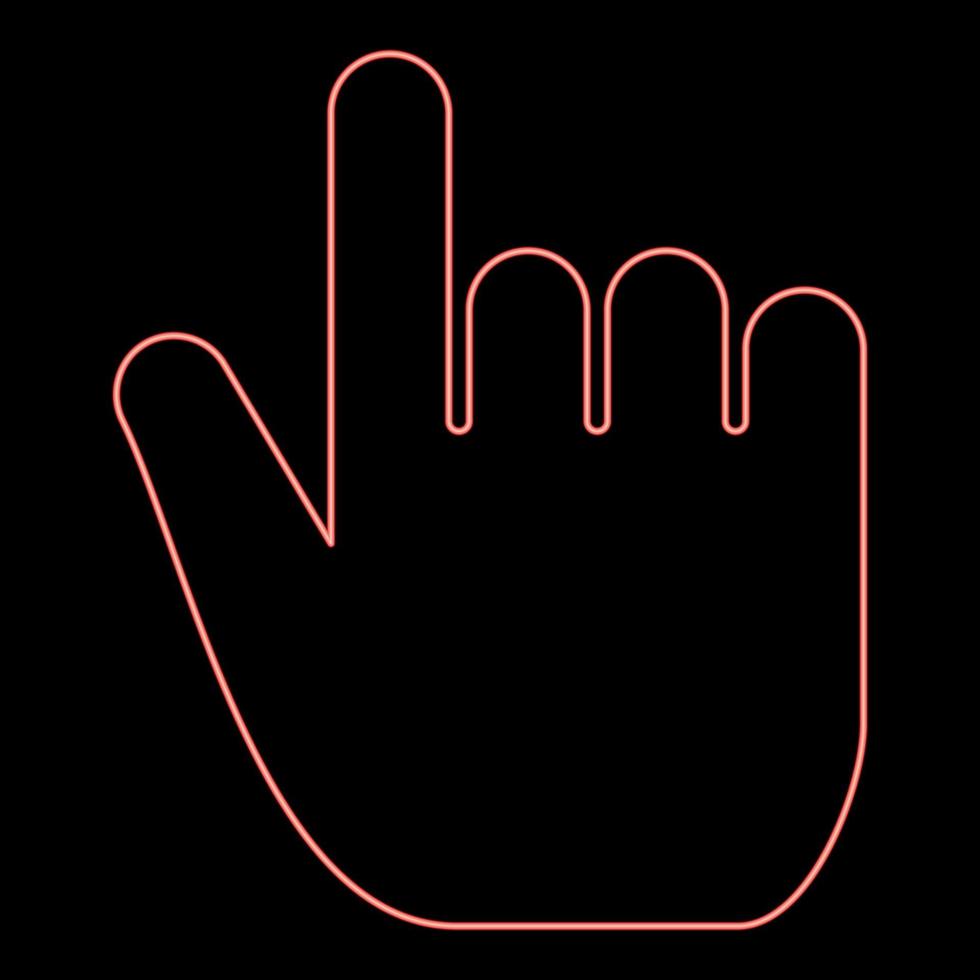 Neon Hand Punkt auswählen deklarieren Zeigefinger Zeigefinger für Klick-Konzept drücken wählen Symbol rote Farbe Vektor Illustration Bild flachen Stil