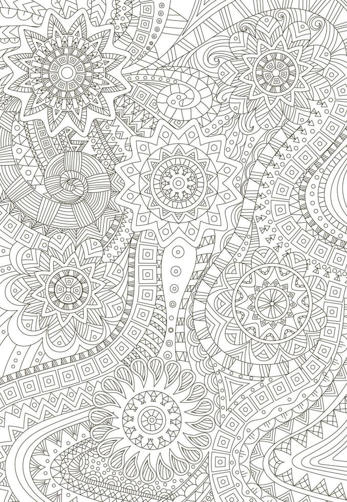 abstrakt färg sida med blommig ornament för vuxna på vit bakgrund vektor