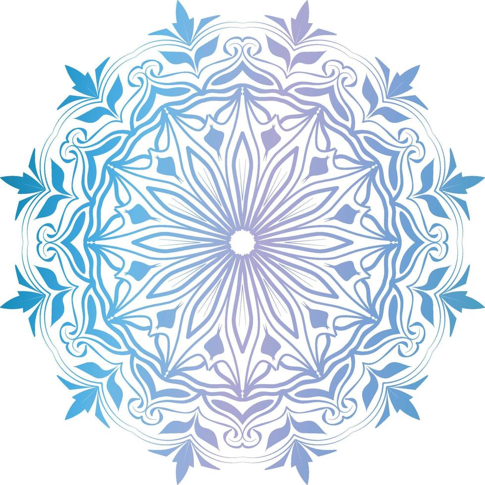 blommig mandalas av försiktigt vriden rankor avrundad cirkel dekorativ aqua blå och lila bakgrund design vektor