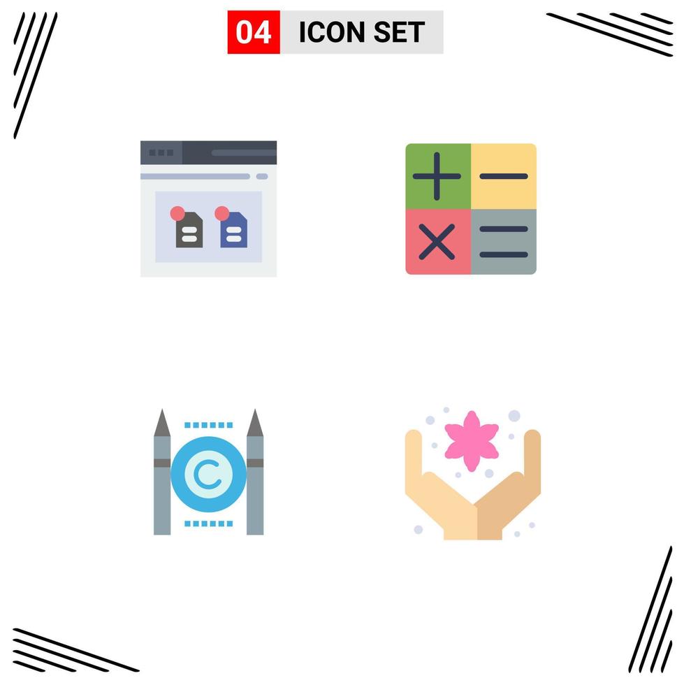 flaches Icon-Paket mit 4 universellen Symbolen der Archivierung digitaler Datei Business Care editierbare Vektordesign-Elemente vektor