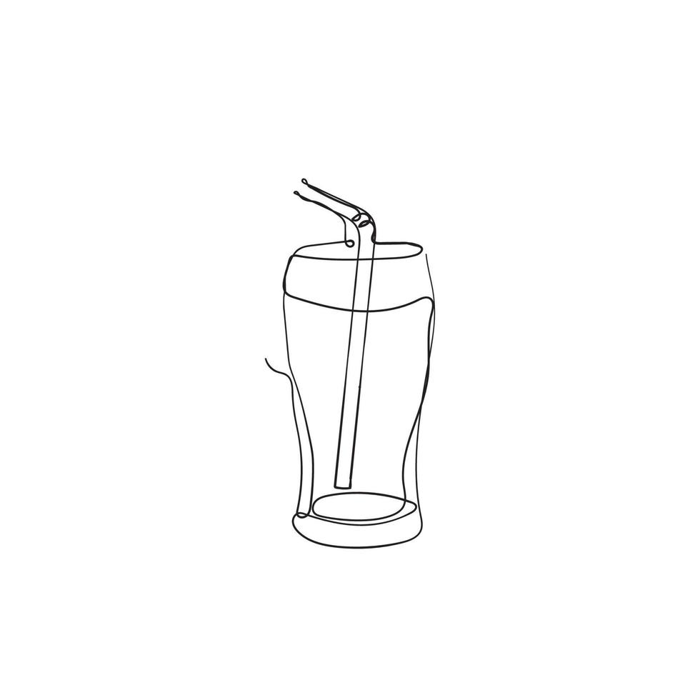 kontinuerlig linje teckning cocktail glas illustration vektor