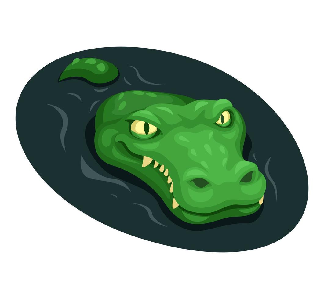 krokodil simning på flod symbol tecknad serie illustration vektor